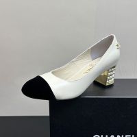 Chanel 60 Pumps with Pearls Heel Women in Lambskin White
