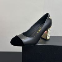 Chanel 80 Pumps with Pearls Heel Women in Lambskin Black