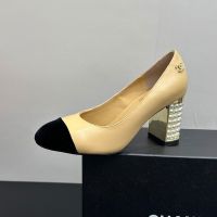 Chanel 80 Pumps with Pearls Heel Women in Lambskin Brown
