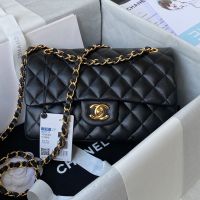 Chanel A01113 Small Classic Handbag in Texture Calfskin Black