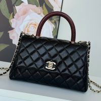 Chanel A92990 Flap Bag with Top Handle in Grained Calfskin Black/Red
