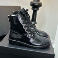 Chanel Ankle Boots with Logo Heel Tab Women in Calfskin Black