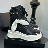 Chanel Ankle Boots with Bow Bunny Ears Women in Quilted Calfskin Black