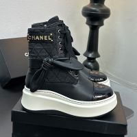 Chanel Ankle Boots with Bow Bunny Ears Women in Quilted Denim and Calfskin Black