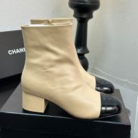 Chanel Ankle Boots with CC Logo Women in Lambskin Brown