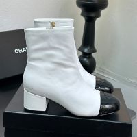 Chanel Ankle Boots with CC Logo Women in Lambskin White