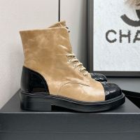 Chanel Ankle Boots with CC Logo Women in Shiny Calfskin Brown