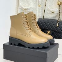 Chanel Ankle Boots with Metal CC Logo Women in Calfskin Khaki