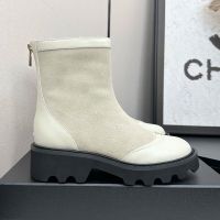 Chanel Ankle Boots with Metal CC Logo Women in Suede and Calfskin Beige