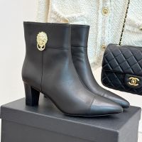 Chanel Ankle Boots with Metal Lion Head Women in Lambskin Black