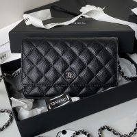 Chanel AP0250 Classic Wallet On Chain in Grained Calfskin Black/Silver