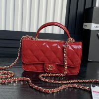 Chanel AP3226 Flap Phone Holder with Chain in Patent Leather Red