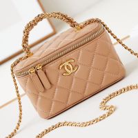 Chanel AP4168 Vanity with Chain in Shiny Calfskin Apricot