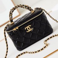 Chanel AP4168 Vanity with Chain in Shiny Calfskin Black