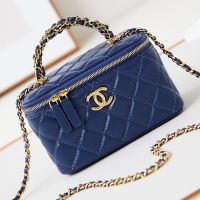 Chanel AP4168 Vanity with Chain in Shiny Calfskin Blue