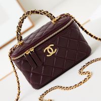 Chanel AP4168 Vanity with Chain in Shiny Calfskin Burgundy