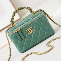 Chanel AP4168 Vanity with Chain in Shiny Calfskin Green