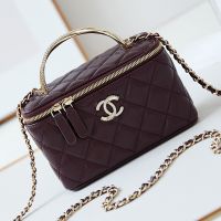 Chanel AP4317 Vanity Bag with Strass Handle in Lambskin Burgundy