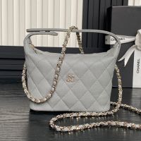 Chanel AP4386 Classic Clutch with Chain in Grained Calfskin Grey