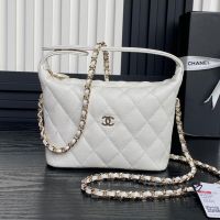 Chanel AP4386 Classic Clutch with Chain in Grained Calfskin White
