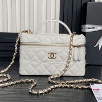 Chanel AP4407 Long Vanity with Chain in Grained Calfskin White