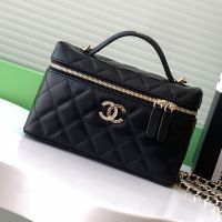 Chanel AP4407 Long Vanity with Chain in Lambskin Black