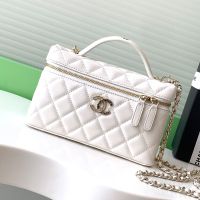 Chanel AP4407 Long Vanity with Chain in Lambskin White