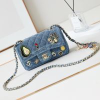 Chanel AS1116 Mini Flap Bag with Badges in Denim Blue