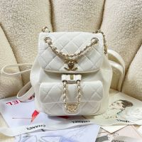 Chanel AS2908 Dumas Small Backpack in Calfskin White