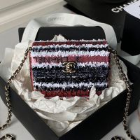 Chanel AS3268 Mini Flap Bag in Sequins Multicolor/Black