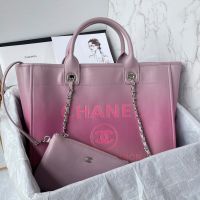 Chanel AS3351 Deauville Shopping Bag in Gradient Calfskin Pink