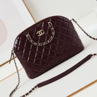 Chanel AS3969 Small Shopping Bag in Shiny Lambskin Burgundy