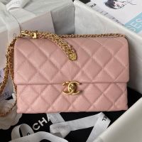 Chanel AS3994 Small Flap Bag with Braided Chain in Calfskin Pink
