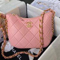 Chanel AS4443 Hobo Handbag in Shiny Lambskin Pink