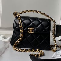 Chanel AS4472 Mini Top Handle Flap Bag in Lambskin Black