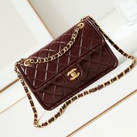 Chanel AS4687 Small Flap Bag in Shiny Calfskin Burgundy