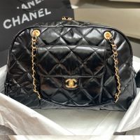 Chanel AS4812 Maxi Bowling Bag in Shiny Calfskin Black