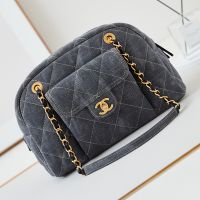 Chanel AS4905 Large Bowling Bag in Denim Grey