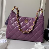 Chanel AS4923 Large Hobo Bag in Lambskin Purple