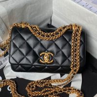 Chanel AS4972 Mini Flap Bag with Tassel Chain in Lambskin Black