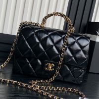Chanel AS5043 Flap Bag with Twist Chain Handle in Shiny Lambskin Black