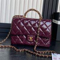 Chanel AS5043 Flap Bag with Twist Chain Handle in Shiny Lambskin Burgundy
