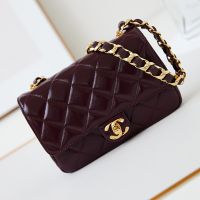 Chanel AS5123 Mini Flap Bag in Shinny Lambskin Burgundy