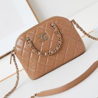 Chanel AS5130 Small Shopping Bag in Shiny Lambskin Brown