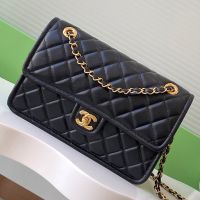 Chanel AS5145 Large Flap Bag in Shiny Calfskin Black