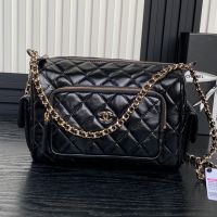 Chanel AS5156 Medium Multi-Pockets Camera Case in Shiny Calfskinn Black