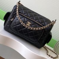Chanel AS5156 Medium Multi-Pockets Camera Case in Lambskin Black