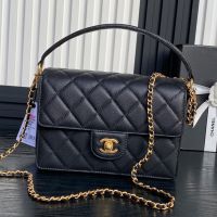 Chanel AS5166 Small Flap Bag with Top Handle in Grained Calfskin Black