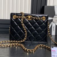 Chanel AS5204 Small Shopping Bag in Shiny Lambskin Black