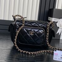 Chanel AS5220 Small Multi-Pockets Camera Case in Shiny Calfskin Black